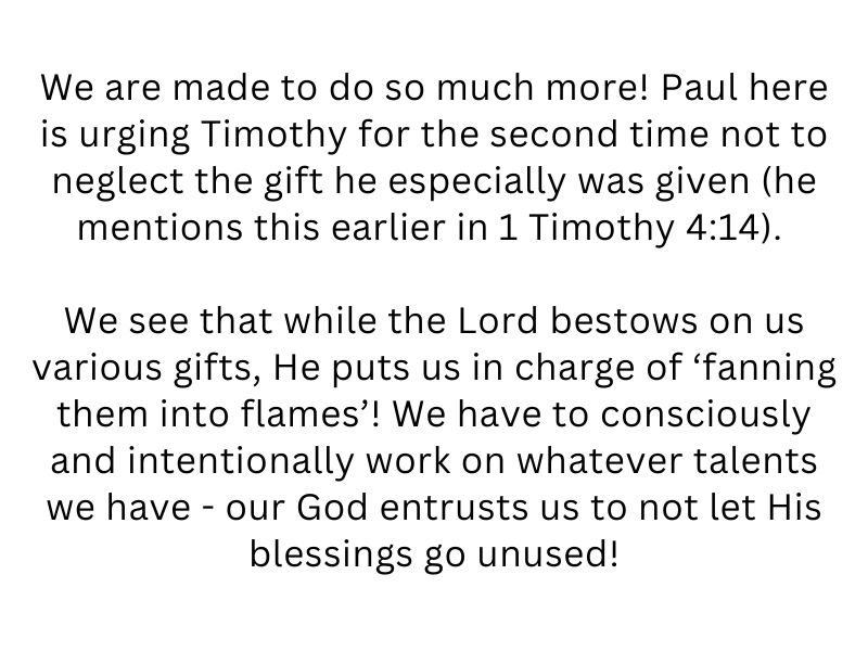 2 Timothy 1:6-7 Thought for the day